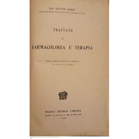 Trattato di farmacologia e terapia