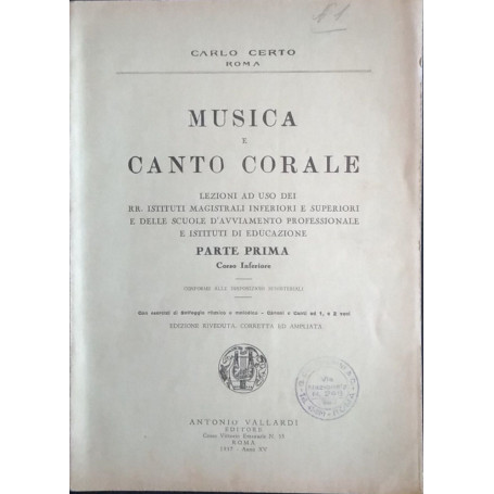 Musica e canto corale. Parte prima