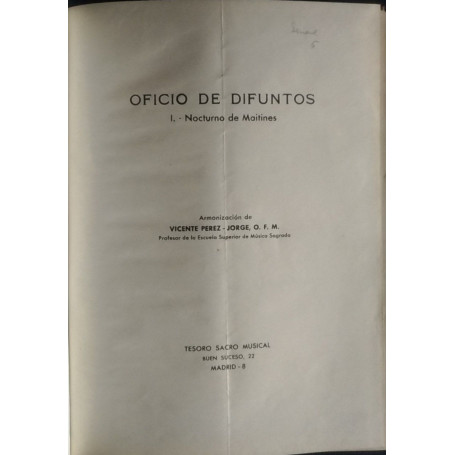 Oficio de difuntos. Nocturno de Maitines