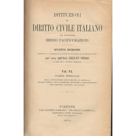 Istituzioni di diritto civile italiano. Vol VI