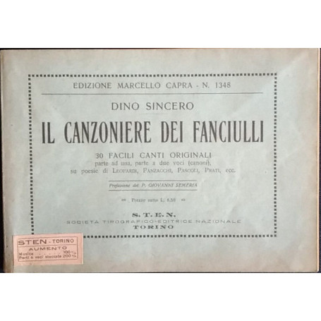 Il canzoniere dei fanciulli. 30 facili canti originali