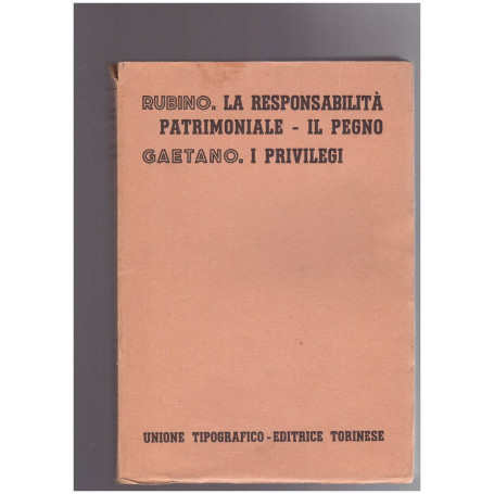 La responsabiltà patrimoniale Il Pegno. I Privilegi