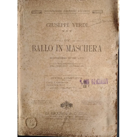 Un ballo in maschera. Melodramma in tre atti