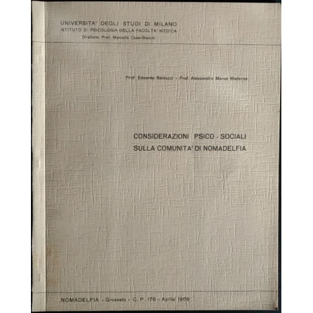 Considerazioni psico - sociali sulla comunità di Nomadelfia