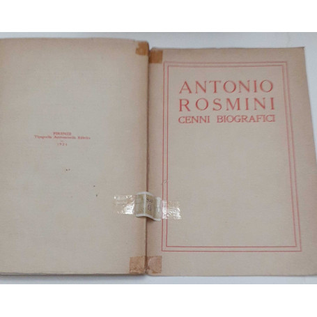 Cenni biografici di Antonio Rosmini. Onori funebri e testimonianze rese alla sua memoria