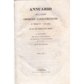Annuario delle scienze chimiche-farmaceutiche e medico-legali.