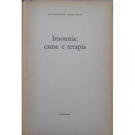 Insonnia. Cause e terapia