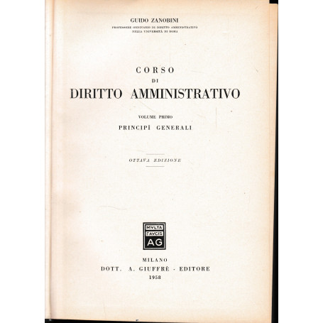 Corso di diritto amministrativo vol. 1°