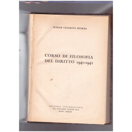 Corso di filosofia del diritto 1941-1942