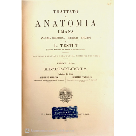 Trattato di anatomia umana Artrologia Vol. 1
