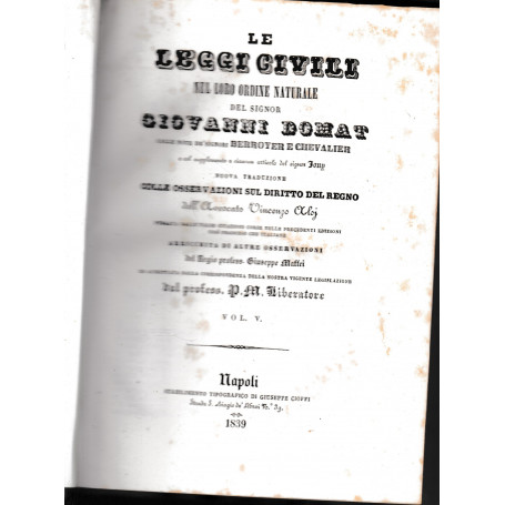 Le leggi civili nel loro ordine naturale vol. 5°