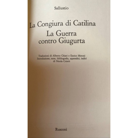 La congiura di Catilina - La guerra contro Giugurta