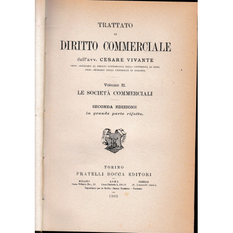 Trattato di Diritto commerciale. Volume II°: Le società commerciali