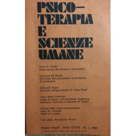 Psicoterapia e Scienze Umane. Anno XXVII - N1 1993