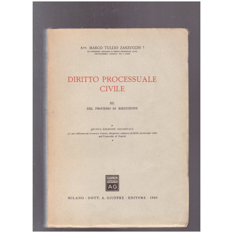 Diritto Processuale Civile III Del Processo di esecuzione