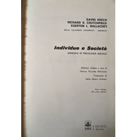 Individuo e società. Manuale di psicologia sociale