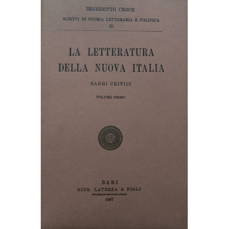 La letteratura della Nuova Italia. Volume primo