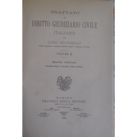 Trattato di Diritto Giudiziario Civile Italiano. Voluem II