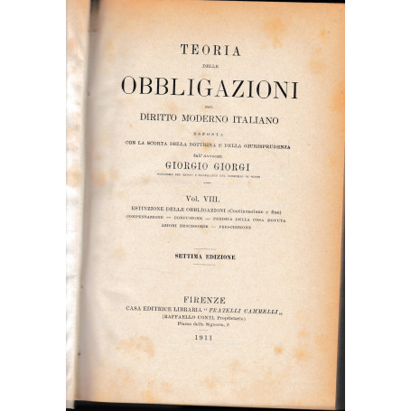 Teoria delle obbligazioni nel diritto moderno italiano vol. VIII°