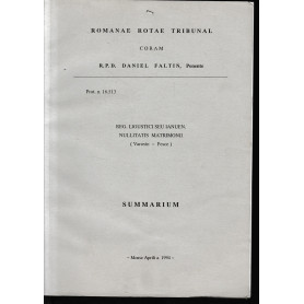 Romanae Rotae Tribunal Nullitatis Matrimoni (Varosio - Pesce) Summarium
