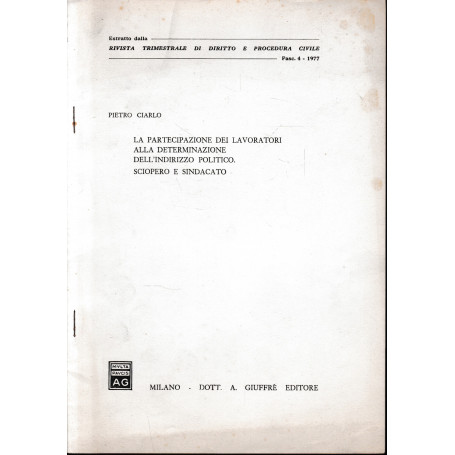 La partecipazione dei lavoratori alla determinazione dell'indirizzo politico. Sciopero e sindacati.