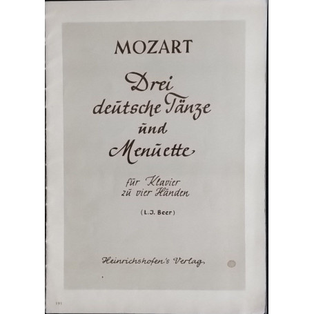 Drei deutsche Tanze und Menuette fur Klavier zu vier handen