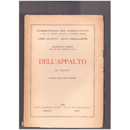 Dell'Appalto. Libro Quarto. Art. 1655-1677