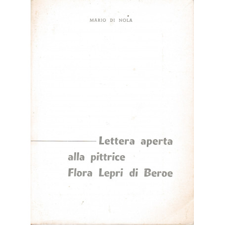 Lettera aperta alla pittrice Flora Lepri di Beroe