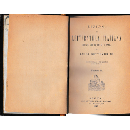 Lezioni di letteratura italiana. Volume II.