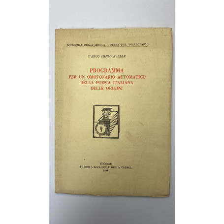 Programma per un omofonario automatico della poesia italiana delle origini