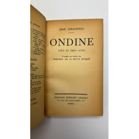 Ondine. Pièce en trois actes d'après le conte de Frédéric de La Motte Fouqué