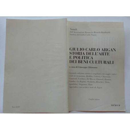 Giulio Carlo Argan storia dell'arte e politica dei beni culturali