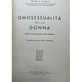 Omosessualità della donna. Studio psicodinamico del lebismo