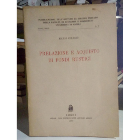 Prelazione e acquisto di fondi rustici.