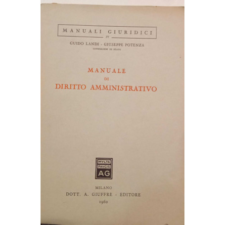 Manuale di diritto amministrativo