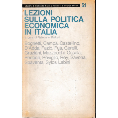 Lezioni sulla politica economica in Italia.