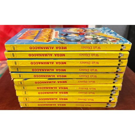 Lotto 10 fumetti Mega Almanacco Disney (n° 380-382-384-385-389-393-394-395-400-407).