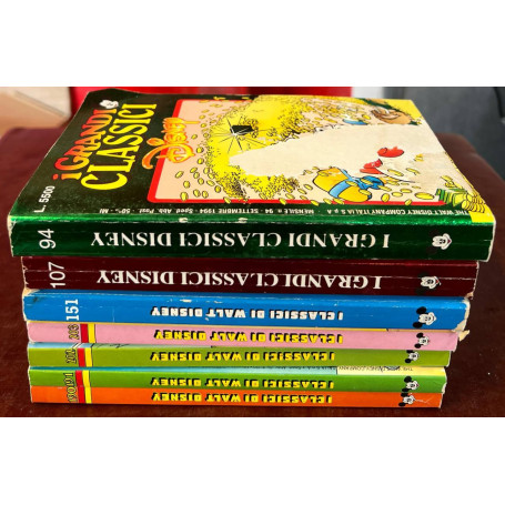 Lotto 7 fumetti I Classici di Walt Disney (n° 151-190-191-202-203) e I Grandi Classici Disney (n° 94-107).