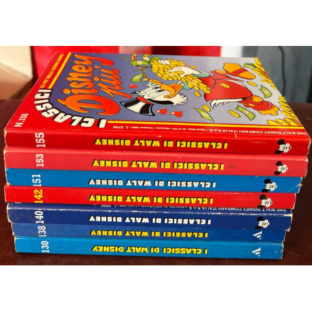 Lotto 7 fumetti I Classici di Walt Disney (n° 130-138-140-142-151-153-155).