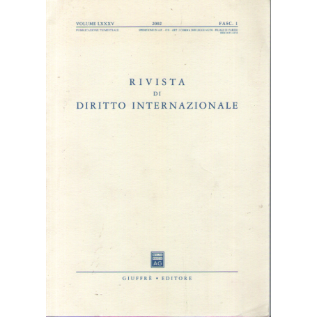 Rivista di Diritto Internazionale. Vol. LXXXV fasc. 1.