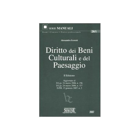 Diritto dei beni culturali e del paesaggio.