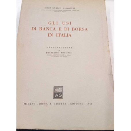 Gli usi di banca e di borsa in Italia