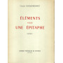 Eléments pour une Epitaph. Poémes.