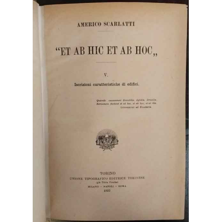 Et ab hic et ab hoc Vol 3. Iscrizioni caratteristiche di edifici