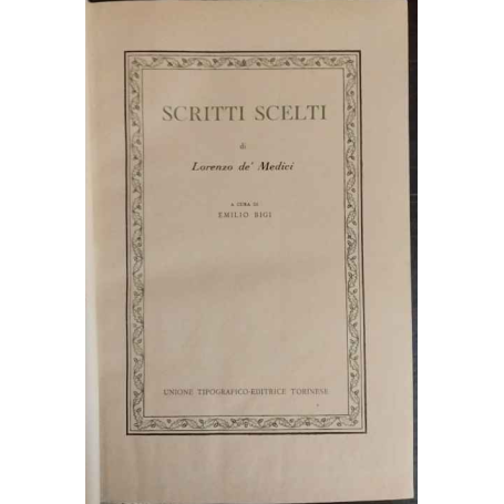 Scritti scelti di Lorenzo de' Medici