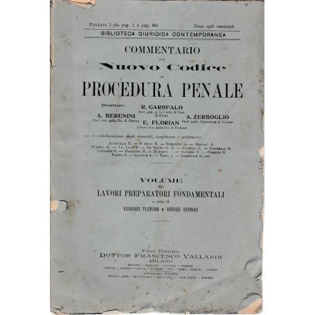 Commentario del Nuovo Codice di procedura penale. Puntata I (da pag. 1 a pag. 80)