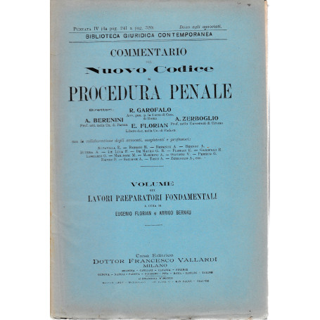 Commentario del Nuovo Codice di procedura penale. Puntata IV (da pag. 241 a pag. 320)