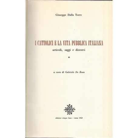 I cattolici e la vita pubblica italiana