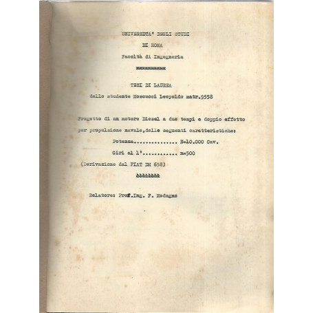 Università  degli studi di Roma. Facoltà  di ingegneria. Tesi di laurea