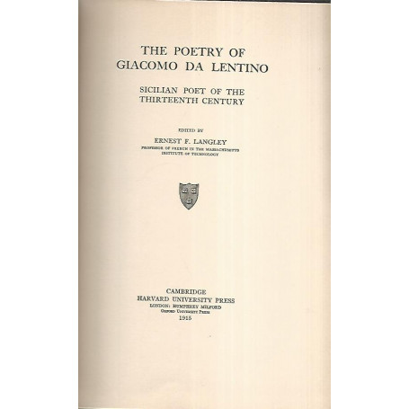 The poetry of Giacomo da Lentino